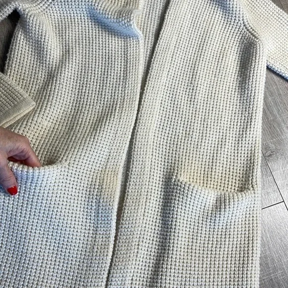 JENNI KAYNE Wool Cashmere Blend Hooded Open Front Duster Cardigan Womens Size XS - Picture 6 of 10